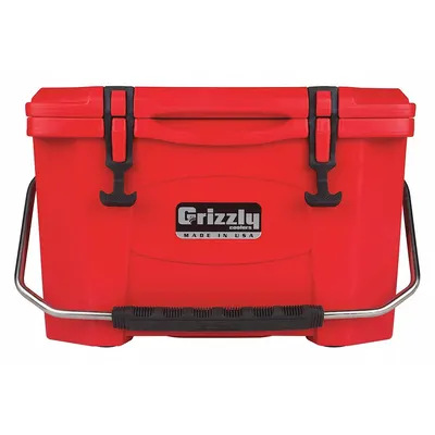 GRIZZLY COOLERS Marine Chest Cooler: Red, 24 Cans, 20 qt Cooler Capacity - Heavy-Duty Chest Coolers