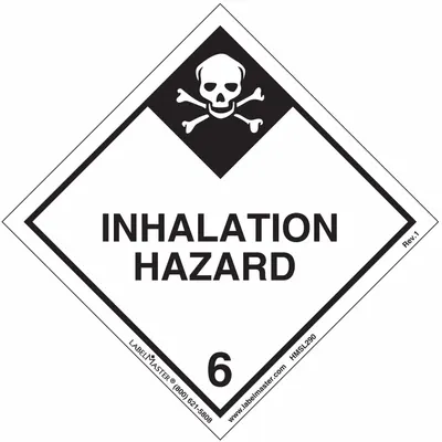 LABELMASTER Inhalation Hazard Placard: Inhalation Hazard, 3 15/16 in x 4 in, 4 in Label Wd - Class 6: Toxic, Poison Inhalation & Infectious Substances