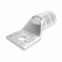 Copper compression lug for terminating 250 kcmil stranded copper wire to a 3/8 in stud. One-hole design for secure crimp connections in power distribution and heavy equipment.