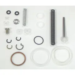 Repair kit containing gaskets, O-rings, and packings for servicing DeVilbiss paint spray guns. Compatible with model JGA-510-98FX. Used to replace worn seals in industrial painting equipment.