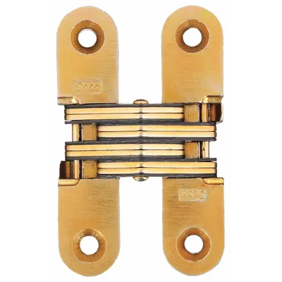 SOSS Concealed Hinge: Brass, 3 3/4 in Leaf Ht, 3/4 in Leaf Wd - Full Mortise-Mount Concealed Hinges