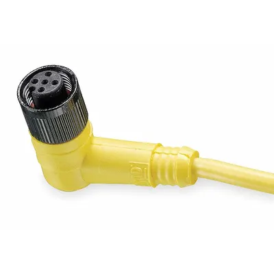 BRAD HARRISON Cordset: M12 Female Right Angle X Bare Wire, 3 Pins, Yellow, PVC, 2 m Cable Lg - Single-Ended Cordsets with PVC Jacket for Flexing Applications