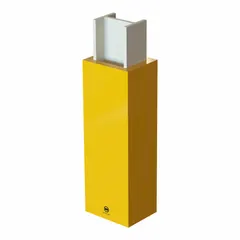 Column protector designed for rectangular structural columns. Constructed of yellow vinyl with a rectangular center, overall height 84 in. Absorbs impact from forklifts and equipment in warehouses, factories, and parking structures.