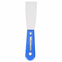 WESTWARD Scraper: Bld. Mat. Carbon Steel, Hdl. Mat. Plastic, Stiff, Tapered Bld. Shape