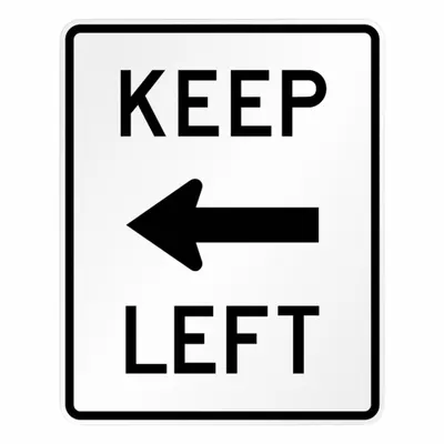 LYLE Keep Left Sign, 24 in x 30 in, Aluminum, Engineer Grade, R4-8A MUTCD - Keep Left Signs