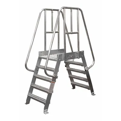 COTTERMAN Crossover Bridge: 4.7 ft Platform Ht, Aluminum, 500 lb Load Capacity, Serrated - Space Saving Crossover Bridges