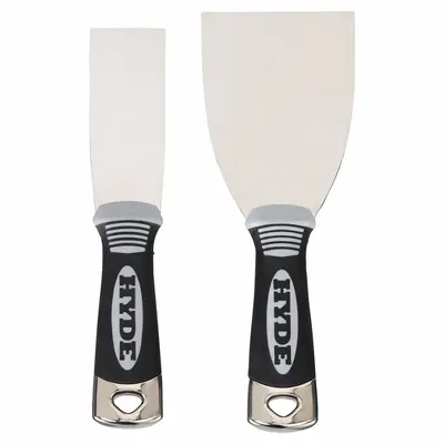 HYDE Putty Knife Set: Bld. Mat. Stainless Steel, Hdl. Mat. Plastic/Steel - Spreading Tool Sets