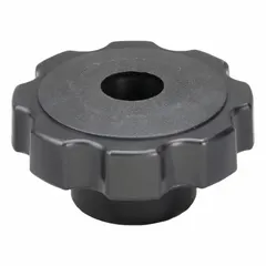 This 8-arm snap-lock knob features a plastic body with a steel thread insert for secure fastening. With a 2.38-inch diameter and 1/4"-20 thread, it is suited for manual adjustment and clamping in industrial machinery, jigs, and fixtures.