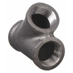 Threaded pipe wye fitting for splitting or combining flow in medium-pressure piping systems. Class 150 rating with maximum operating pressure of 300 psi at 150°F. All three ends are threaded for easy installation.