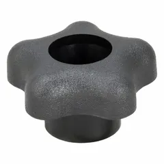 This Snap-Lock 5-Arm Knob features a 5-point plastic design with a 1.75 in diameter and M6 thread with 0.625 in thread length. It provides a tool-free grip for hand tightening in machinery, jigs, fixtures, and panel enclosures.