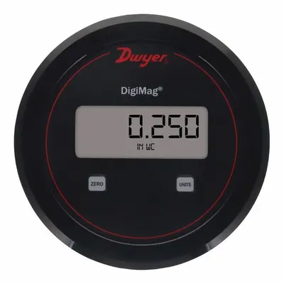 Dwyer Digital Pressure Transmitter: Digital, 0 in wc to 0.5 in wc, Screw Terminals - Differential Pressure Transmitters with Dial Display