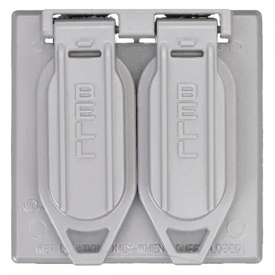 BELL Weatherproof Cover: Aluminum, Outdoor Receptacles, 2 Gangs, 4 1/2 in Overall Ht - Aluminum & Zinc Weatherproof Electrical Box Covers