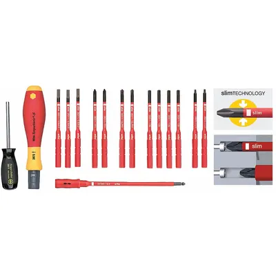 WIHA Torque Screwdriver Set: 4 mm/5.5 mm/6.5 mm Tip Size, 18 in-lb Min Torque - Insulated Adjustable Torque Bit Screwdriver Sets