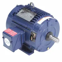 Totally enclosed non-ventilated (TENV) motor with rigid base mount. 7 1/2 hp, 3,465 RPM at 60 Hz, 460V AC, 8.9 A full load current. Suitable for pumps, compressors, and conveyors in industrial environments
