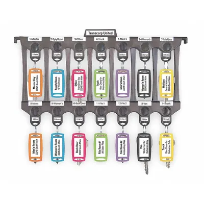 LUCKY LINE PRODUCTS File-A-Key, Letter Size: 14 Key Capacity, Plastic, Black, 3/8 in Ht, 12 3/4 in Wd - Key Racks & Binders