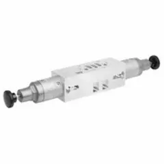 This sandwich manifold compressed air regulator module is designed for pneumatic systems requiring pressure regulation between 0.5 bar and 8 bar. It features a maximum flow rate of 1,700 lpm and is suitable for inline mounting in industrial automation, packaging, and material handling applications.