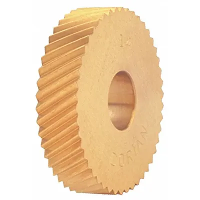 DORIAN Knurling Wheel: Left Hand Diagonal, High Speed Steel, TiN, 1/2 in Outside Dia. - Machining