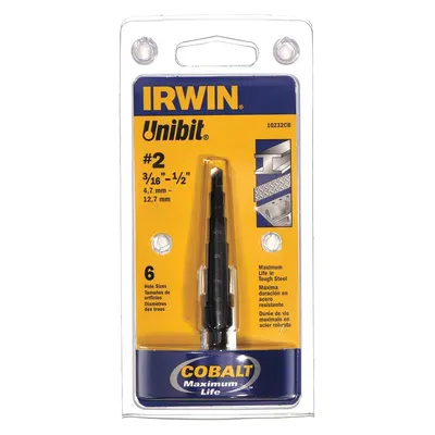IRWIN Step Drill Bit: 3/16" to 1/2", Black Oxide Cobalt - Cobalt Step Drill Bits
