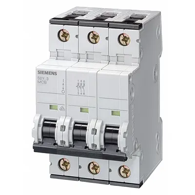 Siemens Supplementary Protector: 20 A Amps, 5kA at 400V AC, Screw Clamp, 5SY6 - C-Curve, 3-Pole UL1077 DIN Rail-Mount Supplementary Protectors