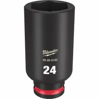 MILWAUKEE Deep Impact Socket: 3/8 in Drive Size, Metric, 24 mm Socket Size, 6-Point, Deep, Friction (MPN 49-66-6165)