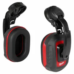 Passive, dielectric, electrically insulated earmuff with 24 dB NRR. Rigid plastic band, ABS cups, TPE cushions. For mounting on hard hats for hearing protection in industrial environments.