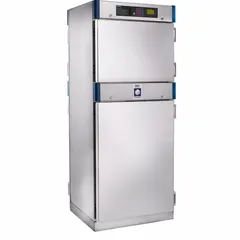 This freestanding warming cabinet from BLICKMAN features a digital screen for precise temperature monitoring and a steel door for durability. With overall dimensions of 30 inches wide and 26 5/8 inches deep, it is suitable for holding prepared foods at serving temperatures in commercial kitchens and foodservice operations.