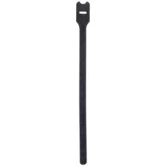 Plenum rated hook-and-loop cable tie for bundling cables in air-handling spaces. Nylon construction, black color. Length 12 in, width 0.75 in, max bundle diameter 3.20 in. Pack of 10.