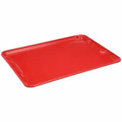 This fiberglass lid is designed for extreme-temperature stacking and nesting totes. It protects contents from heat, cold, and debris in industrial environments such as food processing, chemical plants, and foundries. The red color aids visual identification.