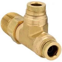 Push-Fit Tee Fitting: 1/4 in OD x 1/4 in Pipe Fitting Size, Push-to-Connect x Push-to-Connect x MNPT (MPN 171PTC-4-4)