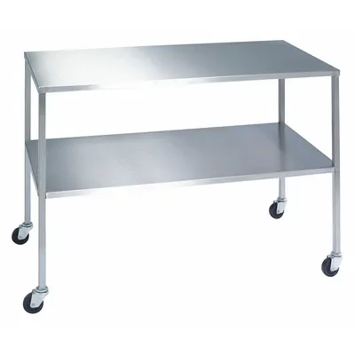 LAKESIDE Instrument Table W Shelf,SS,72 X 24: Fixed Ht, Stainless Steel - Stainless-Steel-Top Mobile Worktables