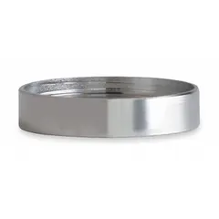 This spout trim ring is made of brass with a chrome finish and an overall height of 3/16 inches. It is used to cover the base of a faucet spout, providing a finished appearance in commercial or institutional settings.