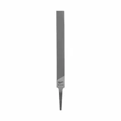 Triangular cant saw file, 6 inches long, bastard cut with 43 teeth per inch. Used for sharpening saw blades and general filing tasks on metal and wood.