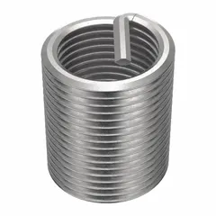 Screw-locking tanged helical insert for repairing or reinforcing threads in metal components. 3/4"-16 fine thread, 1 1/8 in overall length, 18-8 material, plain finish, right-hand thread. Tensile strength 200,000 to 250,000 psi. Requires STI tap size 3/4"-16.