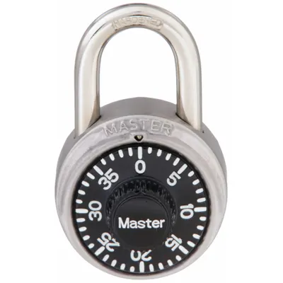 MASTER LOCK Combination Padlock: Dial Combo, Silver, Stainless Steel, Std Shackle - Standard Shackle Combination Padlocks