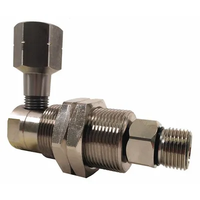 MOSMATIC Rotary Union: Elbow, Nickel-Plated C38500 Brass, 1 Passages, 3/8 in Rotating Shaft - Brass Rotating Joints & Unions