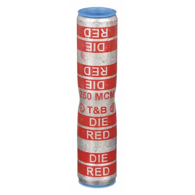 THOMAS & BETTS Open Barrel Splice: 250 kcmil Wire Size, Red Code, 3.91 in - Crimped Butt Splice Compression Connectors