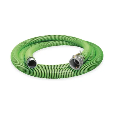 CONTINENTAL Suction and Discharge Hose: 6 in Hose Inside Dia., 23 psi, Black/Green - Thermoplastic Rubber Water Suction & Discharge Hose Assemblies with Polyethylene Helix Reinforcement
