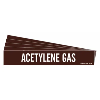 BRADY Acetylene Gas Adhesive Pipe Marker - Acetylene Gas Adhesive Pipe Markers