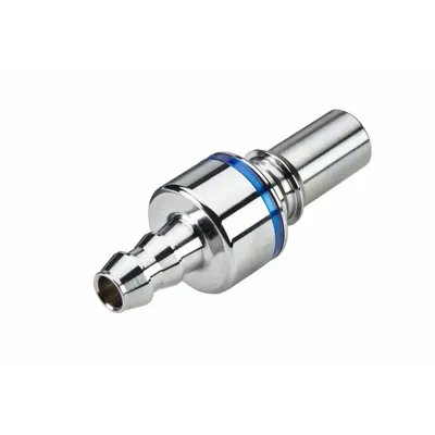 CPC Quick Connection Coupling: Straight, 3/8 in ID Size, Cool Blue, Barbed/Quick Disconnect - Chrome-Plated Brass Quick-Disconnect Tube Fittings