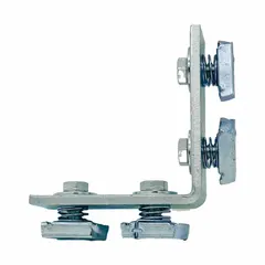 This steel corner angle plate features four 9/16 in diameter holes and a pre-assembled channel nut. It is used to create rigid 90-degree connections in strut framing systems for supporting electrical, mechanical, and industrial equipment.