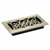 Floor Register: Floor, 9 1/2 in H, 5 1/2 in W, Decorative, Antiqued, Brass, Steel Grille, One-Way (MPN SPH408-A)