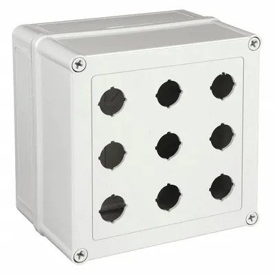 HOFFMAN Push Button Enclosure: 22mm, 9 Holes, Non-Metallic - Enclosures for 22mm Operators
