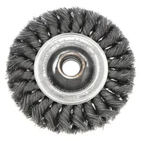 WEILER Wire Wheel Brush: Twisted Steel, 4" Dia x 1/2" Wd, 5/8"-11 Arbor, 0.014" Fill (MPN 13106)
