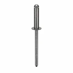 Inch-series domed-head blind rivet with 0.153" diameter, 1 33/35" overall length, 21/32" body length, and 1 15/16" overall length. Supplied in a 500-piece pack. Used for fastening sheet metal, plastics, and composite materials where only one-sided access is available.