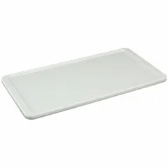 Fiberglass lid designed for use with extreme-temperature stacking totes. Measures 24 x 12 inches and is compatible with MOLDED FIBERGLASS tote model 8083085136. Suitable for industrial storage and transport applications requiring resistance to high heat or cold environments.