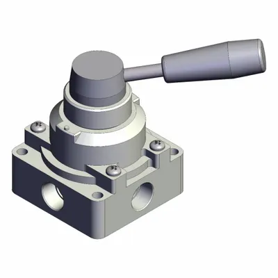 SMC Hand Valve: VH Series, Lever Actuator, 3/8 in BSPT, Side-Ported Body - VH Series Manual Air Control Valves