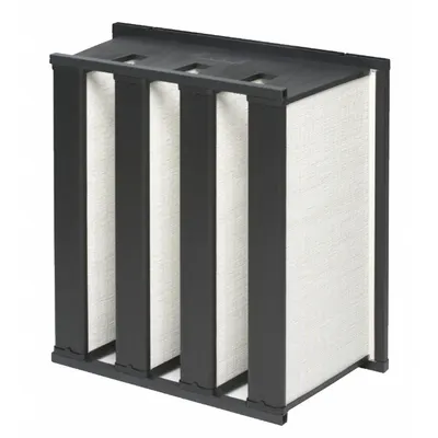 OEM V-Bank Air Filter: 20 in x 24 in x 12 in, Fiberglass, Double Header, 4 Vs - MERV 14 V-Bank Air Filters