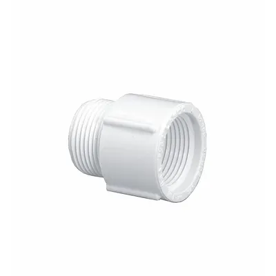 LASCO Pipe Fitting: Schedule 40, PVC, 3/4 in x 3/4 in Size, Threaded x Threaded - Schedule 40 Pipe Fittings