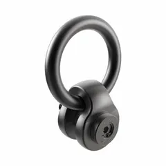 This side-pull pivot and rotate hoist ring is designed for pulling operations in material handling and rigging applications. Constructed from black oxide-coated steel with a 2"-8 thread size, it has a maximum capacity of 29,000 lb. The pivot and rotate mechanism allows safe load handling at angles, suitable for tasks such as heavy equipment maintenance and directional pulling.