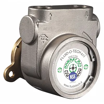 FLUID-O-TECH Rotary Vane Pump: Magnetic Drive, Stainless Steel Body, 1/2" NPT - C-Face Mount Rotary Vane Pump Heads